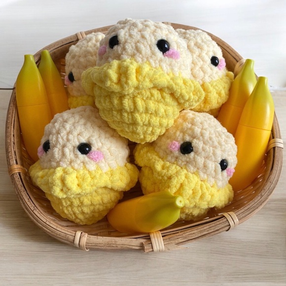 Hand Crafted Other - Crochet Banana Buddy Stress Ball + 1 Banana Lip Balm